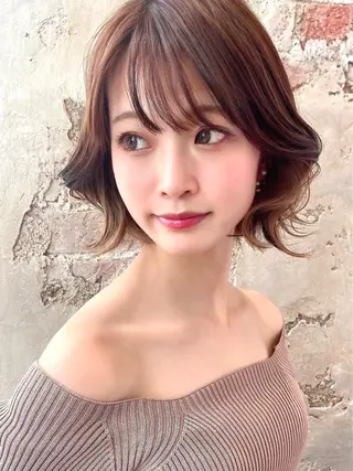 セミロング カラー パーマ ヘアアレンジ Surpass所属・🌈小顔似合わせ SHIHO🌈のヘアスタイル