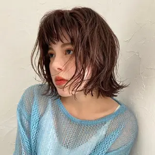 ミディアム パーマ 小田川 竜也のヘアスタイル