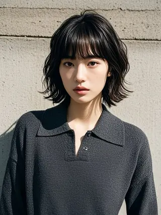 ミディアム ウルフカット 811 大阪梅田 ウルフのヘアスタイル