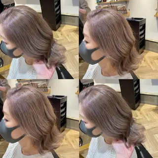 セミロング カラー 艶カラー/韓国顔周り 🎀mamiのヘアスタイル