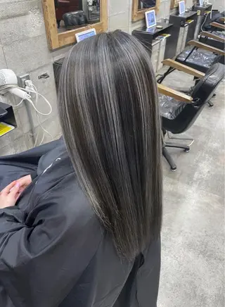 ロング 山影✨バレイヤージュ ハイライト✨メンズ◎のヘアスタイル