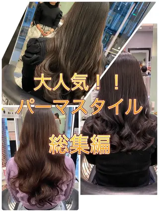 ロング パーマ コテ巻きパーマ 藤野佑成のヘアスタイル