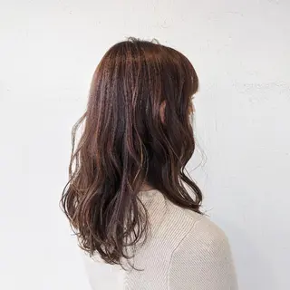 セミロング 浜田りほ Luxbe 博多バスターミナルのヘアスタイル