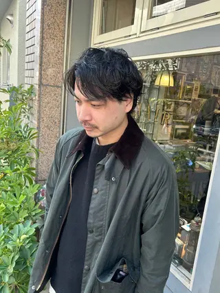 ショート パーマ メンズ 清水千優/パーマ/透 明感カラー/メンズのヘアスタイル