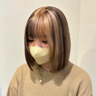 ミディアム 🎀ハイトーン/ 艶カラー/夕月🎀のヘアスタイル