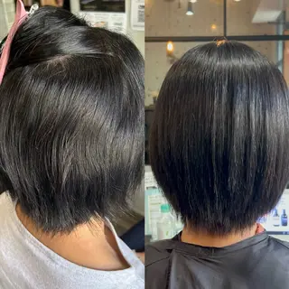 ショート lafith hair Glanz 桂所属・かじももな｜縮毛矯正 ｜透明感カラーのヘアスタイル