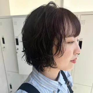ショート パーマ デザインカラー/パー マ🦖外岡咲希🦖のヘアスタイル