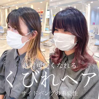 ミディアム カラー 韓国レイヤーカット/ ダブルカラーのヘアスタイル