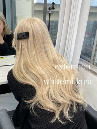 ロング カラー エクステ🩵ブリーチ 韓国ヘア🩵KAEのヘアスタイル