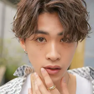 ミディアム カラー パーマ メンズ シースルーマッシュ/ メンズ/KYOHEIのヘアスタイル