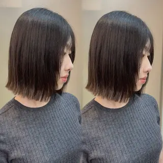 ショート たぴ。ぱつっとボブ /暖色艶カラー🍒のヘアスタイル