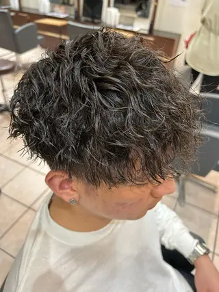 ショート パーマ メンズ 大阪/梅田/シャドウ パーマ/ノボリユウタのヘアスタイル