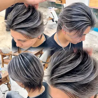 ショート カラー メンズ Mirareee tokyo所属・バレイヤージュ/ シャドウルーツ/安室のヘアスタイル