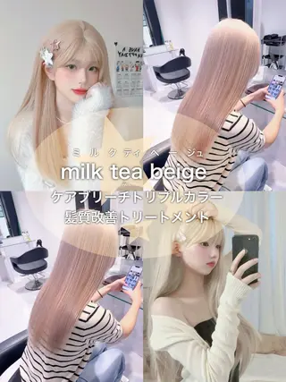 カラー 透明感ハイトーン/ ベージュ/りくとのヘアスタイル