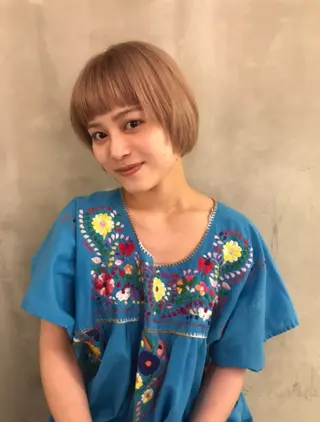 ショート カラー ナチュラル/似合わせ /ベージュ/齋藤朱夏のヘアスタイル