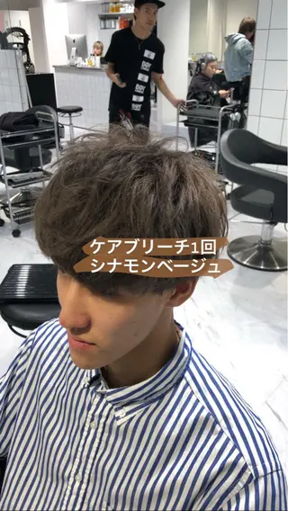 ショート カラー メンズ 赤み消し🌿 透明感カラー🫧のヘアスタイル