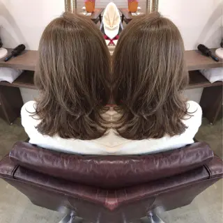 ミディアム カラー パーマ レイヤーカット匠 イソザキノリユキのヘアスタイル
