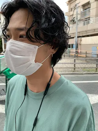 ショート カラー パーマ ヘアアレンジ メンズ パーマ/透明感カラー /ボブ/吉田一生のヘアスタイル