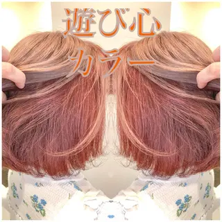 ショート カラー ハイライト/ブリーチ バレイヤージュ関佳祐のヘアスタイル