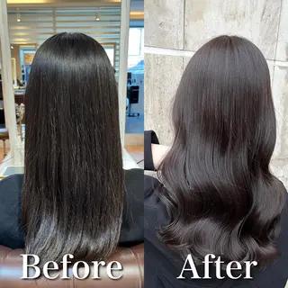 セミロング カラー ブリーチなし✨艶髪 カラー𓃲YAGIのヘアスタイル