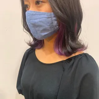 ミディアム カラー レイヤー/韓国ヘア 杉浦結梨のヘアスタイル