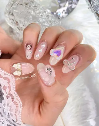 ネイル 23時まで❤︎韓国、 ワンホンネイルのネイルデザイン