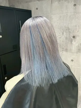 セミロング カラー パーマ ヘアアレンジ メンズ キッズ レイヤー×ハイトーン / mihana🪐のヘアスタイル