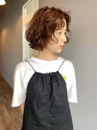 ショート カラー パーマ ヘアアレンジ 似合わせカラーパーマ 🌿kitin米川のヘアスタイル