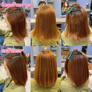 セミロング パーマ ブリーチ縮毛矯正/ デサキ ショウヘイのヘアスタイル