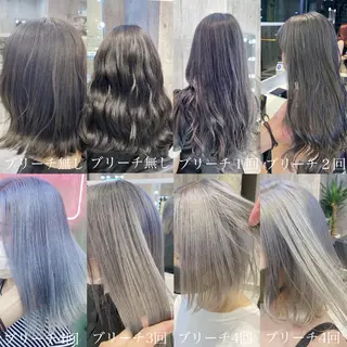 ミディアム カラー メンズ JuNブリーチに 縮毛矯正するプロのヘアスタイル