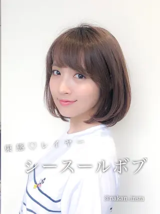 ショート カラー 顔周りレイヤー/ボブ 銀座✨中野まさひろのヘアスタイル
