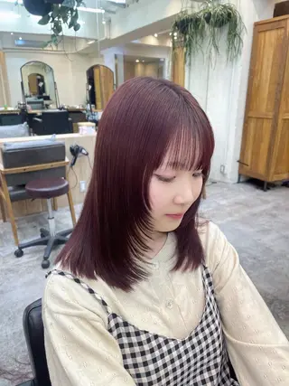 ミディアム 韓国レイヤーカット/ ハイトーン/マアヤのヘアスタイル