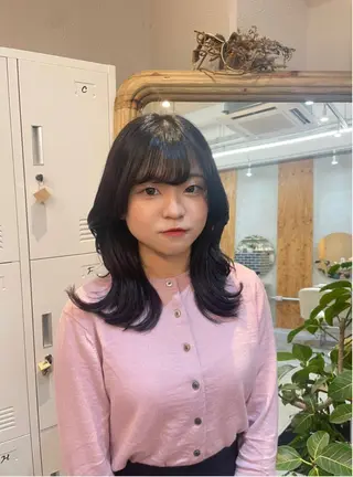 ミディアム カラー ハイトーン縮毛/暖色 なーな🎀🤍のヘアスタイル