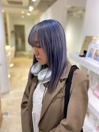 セミロング カラー ✨️艶ハイトーン特化 ✨️佐藤望のヘアスタイル