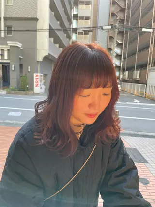 ミディアム カラー 播磨茜/谷町四丁目/ Le'a/スパニストのヘアスタイル