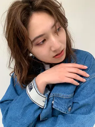 ミディアム カラー パーマ CEINE【セーヌ】 三軒茶屋のヘアスタイル