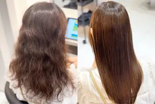 セミロング カラー&縮毛矯正 ワタナベ テルキのヘアスタイル