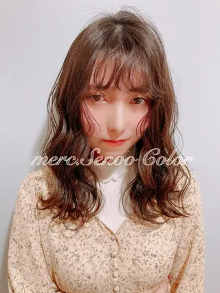 セミロング カラー パーマ ヘアアレンジ メンズ キッズ ネイル マツエク・マツパ merc. 🩵妹尾杏菜のヘアスタイル