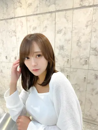 ミディアム カラー 髪質改善/韓国ヘア レイヤー/新宿/ロミのヘアスタイル