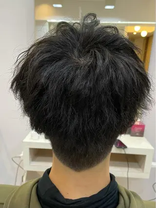 ショート パーマ メンズ 髪質改善× ハイライト溝江のヘアスタイル