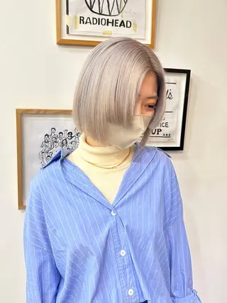 ミディアム カラー 磯　亜由香🌼 ブリーチ/ボブカットのヘアスタイル