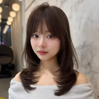 セミロング カラー 新宿/韓国レイヤー 髪質改善カラー/角所のヘアスタイル