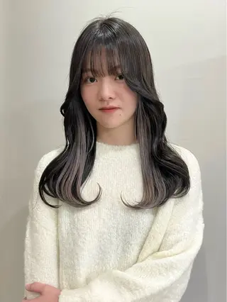 ロング カラー 切りっぱなしボブ/ ブリーチカラー/大塚のヘアスタイル