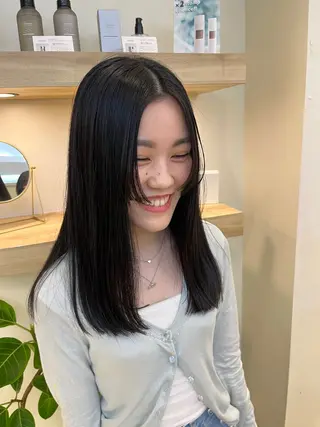 セミロング パーマ 暖色カラー🍒スパ/ canna‎🤍のヘアスタイル