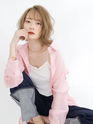 ミディアム カラー unica by milly 【緑地公園】所属・大野 優希のヘアスタイル
