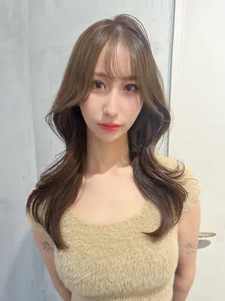 セミロング 韓国レイヤーカット/ 縮毛矯正/羽田航のヘアスタイル