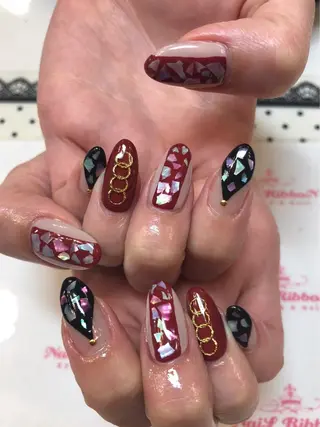 ネイル ネイルリボン 受付スタッフのネイルデザイン