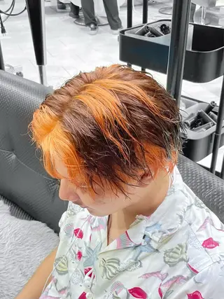 カラー メンズ ｳﾙﾌ/ｾﾝﾀ- ﾊﾟｰﾄ【ﾅﾅﾐ】のヘアスタイル