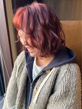 ショート カラー 髪質改善ｶﾗｰ ｹｱﾌﾞﾘｰﾁ/ﾀﾑのヘアスタイル