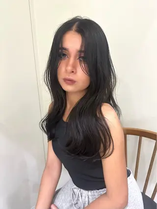 ロング カラー ぱつっとボブ/透明感 カラー/Ayakaのヘアスタイル